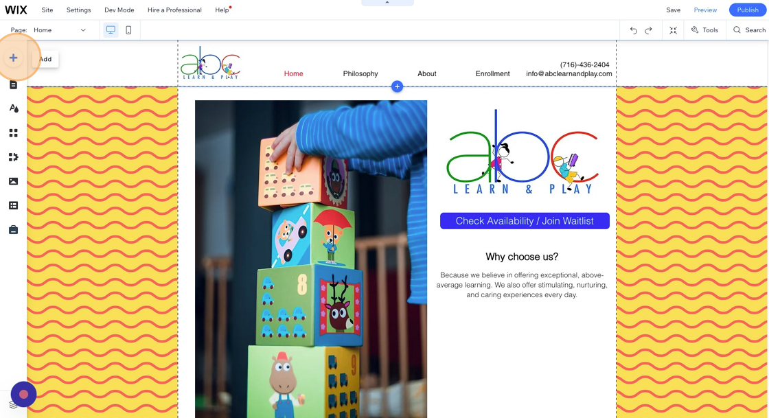 Add a _Book a Tour_ Button to a Wix Website - Step 1