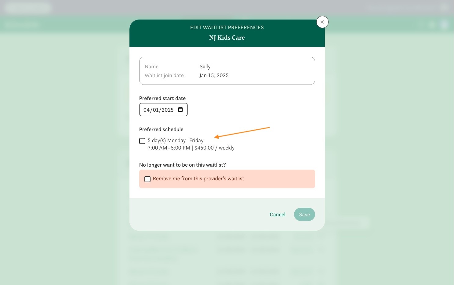 How To Edit Childcare Program Preferences - Step 5